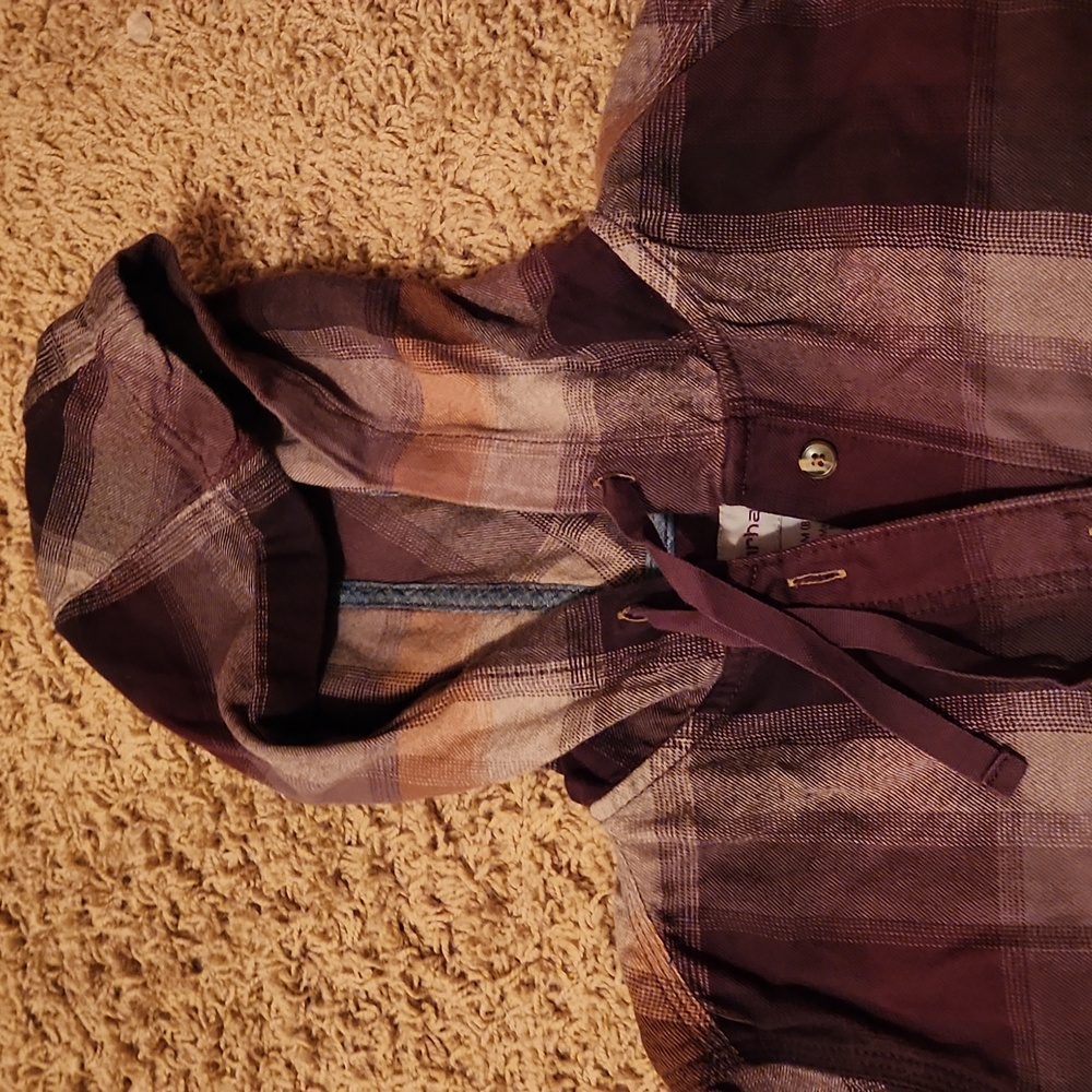 Carhartt Plaid Shirt with Hood - Purple and Brown Womans Size 8/10 - Picture 2 of 6